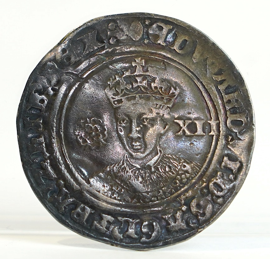 British hammered silver coins, Edward VI (1547-1553), shilling, Third period, Fine issue, mm. tun, creased otherwise fine